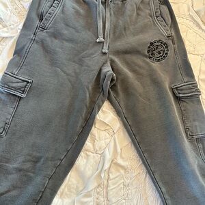 Gym Shark Gray Cargo Sweatpants with Logo Patch